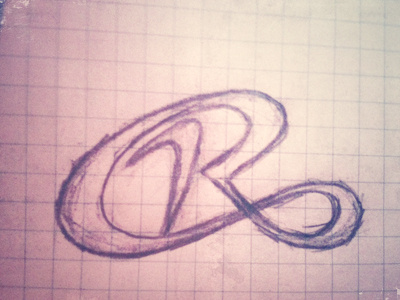R handwritten inkling logo r script skecth swoosh