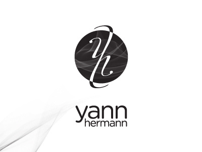 Yann Hermann logo ambigram bw circle draft logo round