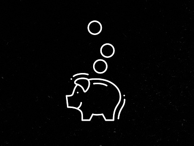 Lil' Piggy animal black cents flat funny icon illustration money pig simple vector