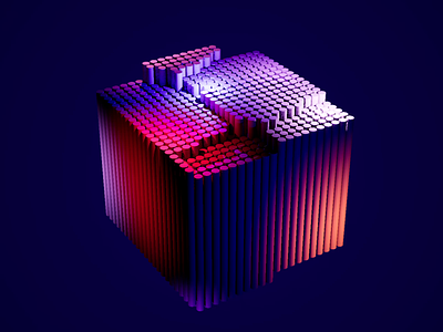 Bluered Cube blue colorful cube generative red unreal