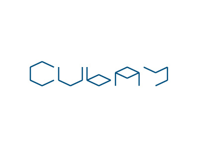 Cubay blue computers cube font technical typography