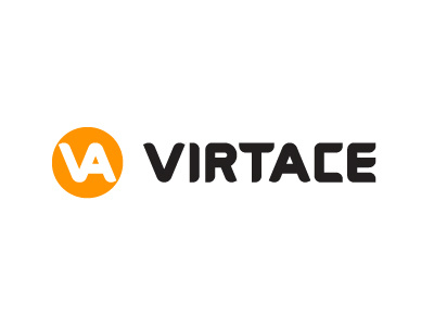 Virtace black computers orange typography virtual