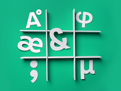 Glyphs — Paper Illustration 3d ampersand glyphs green paper render shadow typography
