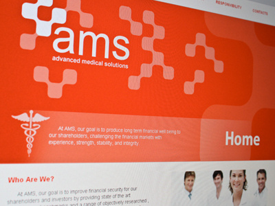 AMS Website Design cross logo medical red website