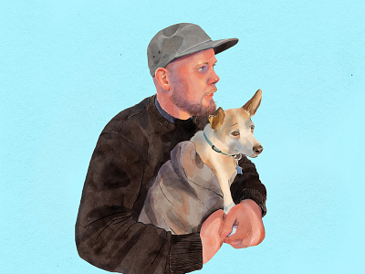 Portrait with dog adobe photoshop digital painting procreate