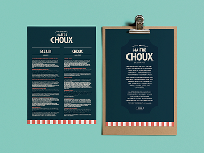 Maitre Choux Menu branding cake illustration logo packaging pastries typography