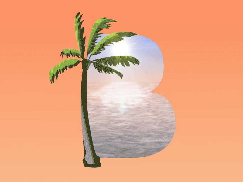 B 36 days of type after effects alphabet animation b beach palm tree particular sunset water