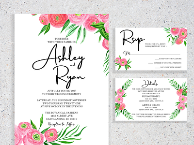 Pink Wedding Invitation