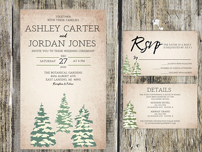 wedding invite all rustic winter illustration invitation photoshop typography