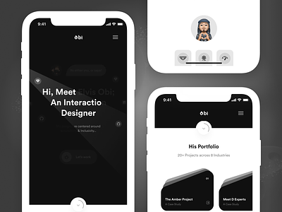 Obi - My Personal Portfolio Web Design (Mobile) adaptive screen animation app branding design illustration logo mobile mobile design portfolio responsive ui ux web website