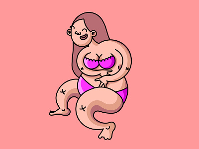 summer body cartoon character character design characterdesign flat illustration illustrator pink positive vibes summer vector