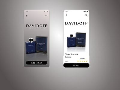 Davidoff Silver Shadow Private adobe xd app cologne fragrance ui ui design