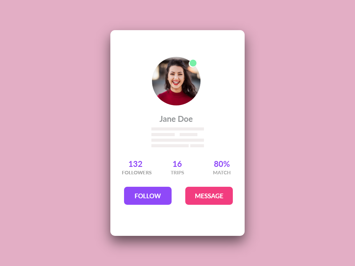 User Profile Card - Travel App ️ by Aaron on Dribbble