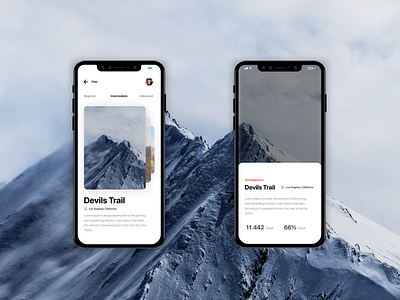 Hiking App Concept app clean app design hiking ios iphone x minimal tinder ui