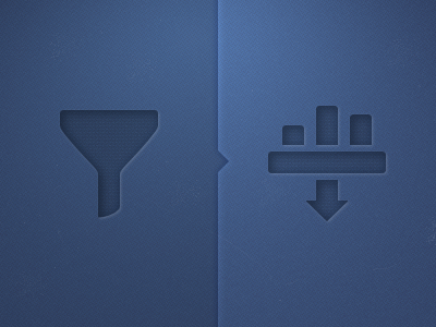 New Filter Icon blue carton filter icon inset letterpress texture