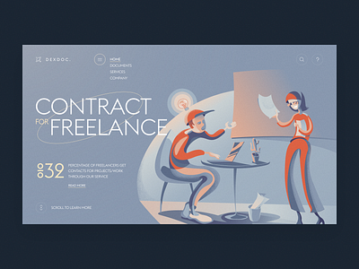 Contract Freelance — Website character clean freelance graphic design illustration minimal ui ux web web design web page website website design
