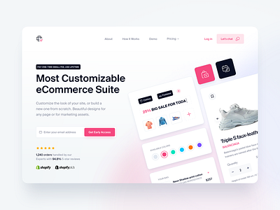 eCommerce — Hero Exploration clean colors design ecommerce editor platform shopify store tool ui visual marketing web website