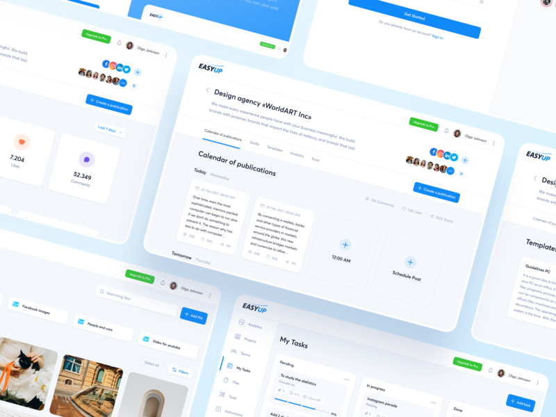 EasyUp — Social Media Platform analytics app clean dashboard data design experience interface organizer platform scheduling sign up social social app social media ui elements user interface web web app website