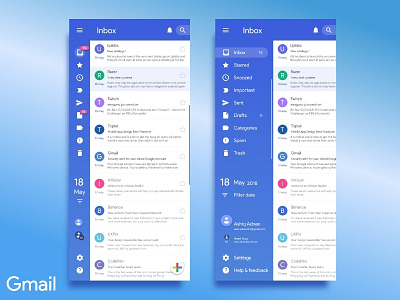 Gmail app redesign concept blue concept gmail interaction invision material redesign studio ui ux