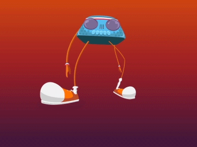 Groovy Boombox2 after effects animation boombox cel animation design gif illustration loop type walk cycle