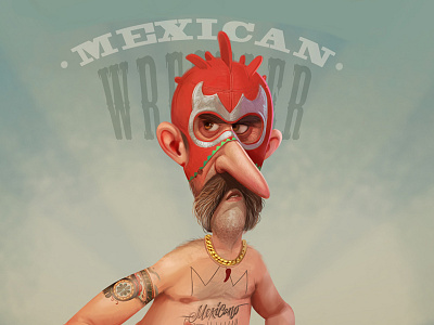 Mexican Wrestler art character design fighter illustration mexican nose photoshop tattoo wrestling