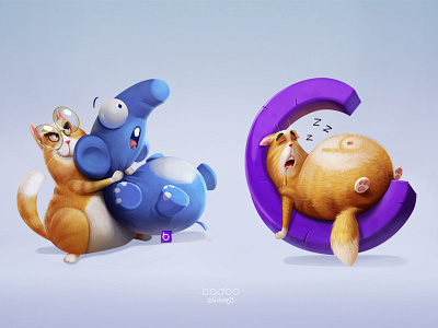 BadooStickers3 badoo c cat character design elephant illustration php stickers