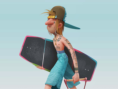 Wakeskater character characterdesign extreme lf liquidforce skate sport tattoo wake wakeboard wakeskate