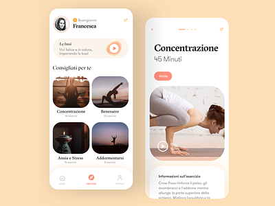 Yoga App concept daily ui dailyui gym gym app homepage interface redesign trainer training training app ui ux yoga yoga app yoga logo yoga mat yoga pose yoga studio