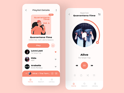Music Player | Quarantine Playlist apple music concept covid-19 covid19 dailyui interface music music app music player music player app music player ui music streaming play redesign spotify streaming app ui ux