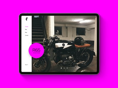 Moto Garage bike bmw brat cafe cafe racer caferacer garage homepage interface invision studio ipad lighting bolt moto motorcycle tablet tablet design ui ux vintage