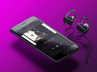 PFLRN Music Player - Floating Animation animation brand new concept deftones ear phones floating interface iphone 8 music music player music player app music player ui redesign the national ui ux