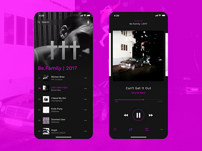 PFLRN Music Player brand new deftones interface massive attack mobile app music music player music player app music player ui play player playlist sketch the national ui ux