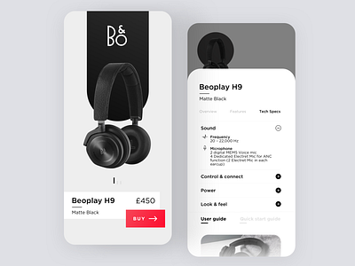 Bang & Olufsen eCommerce App app design bang olufsen concept design ecommerce ecommerce app interface music music app online store play product page redesign ui ux