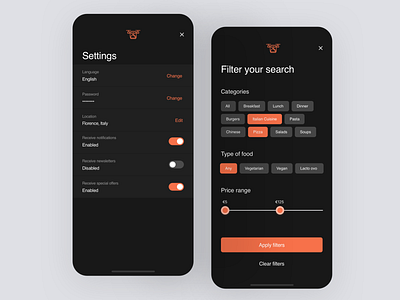 Daily UI #7 | Settings - Dark Mode concept daily ui daily ui 007 daily ui challenge dailyui dark mode dark theme dark ui delivery app food delivery app interface redesign settings settings app ui ux