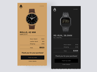Daily UI #17 | Email Receipt concept confirm confirmation daily ui challenge dailyui dailyuichallenge design ecommerce ecommerce app email email receipt fashion interface nixon online store order confirmation receipt redesign ui ux