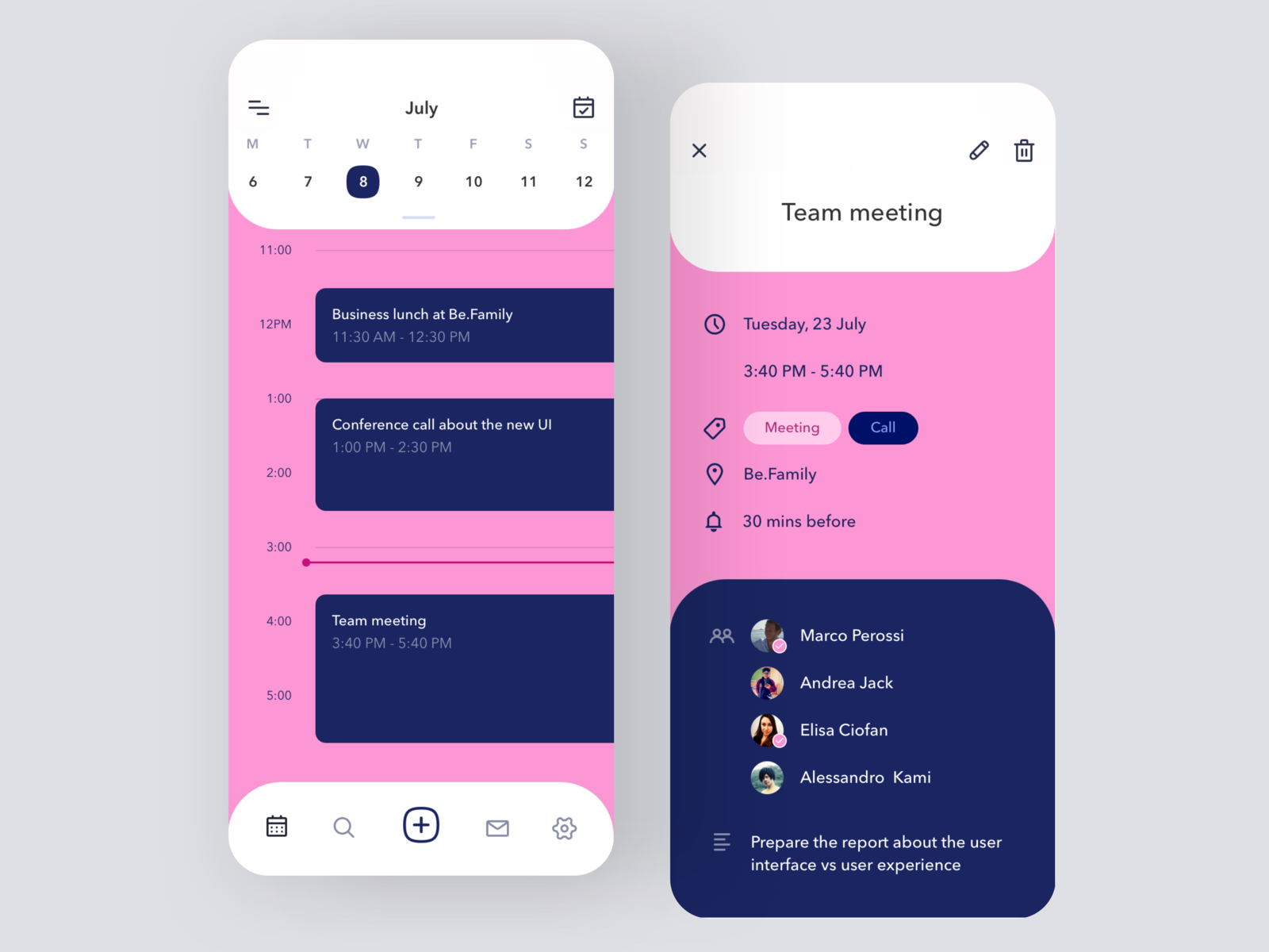 Daily UI 38 Calendar by Pierfilippo Ariano on Dribbble