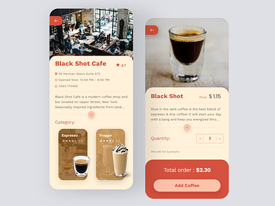 Daily UI #43 | Food Drink Menu coffee coffee shop concept daily ui daily ui 043 daily ui challenge dailyui dailyuichallenge drink menu ecommerce ecommerce app food and drink food app food drink menu interface menu bar redesign restaurant app ui ux