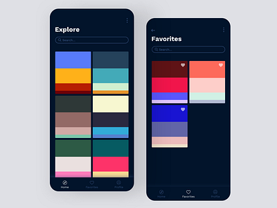 Daily UI #44 | Favorites - Khroma Mobile App color palette color palettes color picker colors concept daily ui daily ui 044 daily ui challenge dailyui dailyuichallenge explore favorites interface khroma redesign ui ux