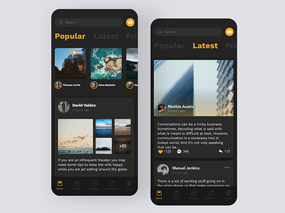 Daily UI #47 | Activity Feed activity feed activity stream concept daily ui daily ui 047 daily ui challenge dailyui dailyuichallenge dark app dark mode dark ui feed interface redesign social app social media social network socialmedia ui ux