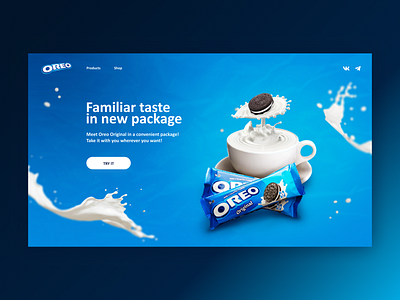 Give me more OREO! biscuits blue branding campaign figma graphic design milk new oreo photoshop promo white