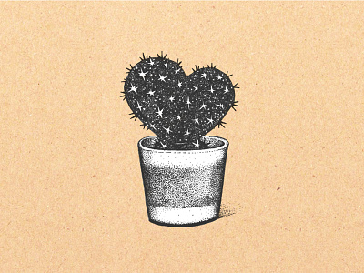 Cactus Heart cacti cactus drawing hand drawn heart illustration ink monochrome stars succulent texas travels