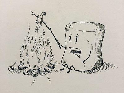 Roasted drawing fire funny illustration marshmello revenge