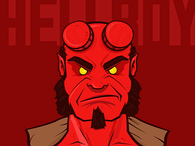 Hellboy antihero cartoon comic design digital art flat hellboy horns illustration monster red vector
