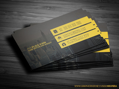 Flat Style Corporate Business Card (On Progress) business card city clean corporate delight flat new office soon style yellow