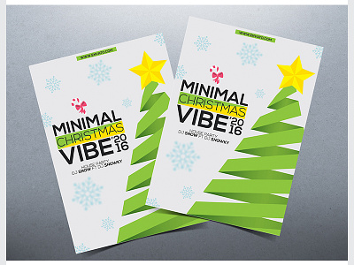 Minimal Christmas Flyer christmas clean flyer leaves minimal print psd star tree vibe white yellow