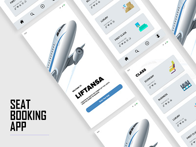 Airplane Seat Booking App air airline airplane airplanes blue book booking box clean clean ui design economy figma figmadesign minimal photoshop seat ui uidesign uiux