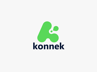 konnek: logo mark, logo design, brand mark, abstract symbol abstract app branding design graphic design green logo k konnek letter k logo logo mark round logo tech vector