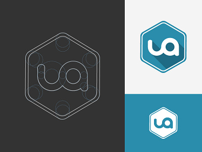 Flat "ua" Logo circle design flat geometric hexagon lettering logo minimal simple
