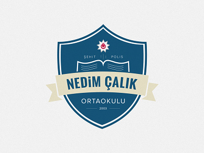 Secondary School of Nedim Calik design flat logo police school