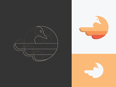Bird Logo bird circle design flat geometric logo minimal nagative simple spaces